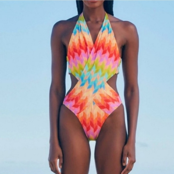 FARM Rio Light Chevron Swimsuit - Picture 2 of 15